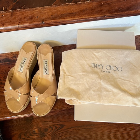 Jimmy Choo Espadrille Wedge Sandal Patent Leather - Picture 2 of 6